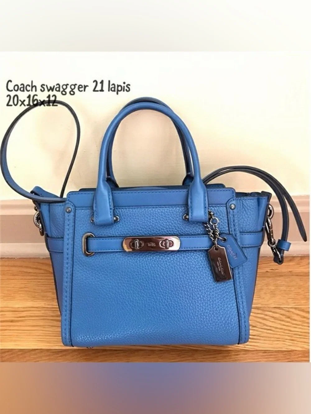 25. NEW Coach Lapis Blue Pebbled Leather Mini Satchel with Silver Hardware